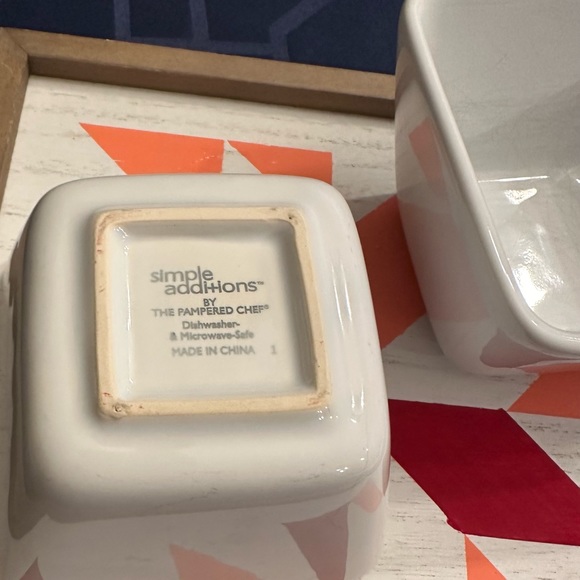 Pampered chef Simple Additions petite bowls white small square - Picture 7 of 11